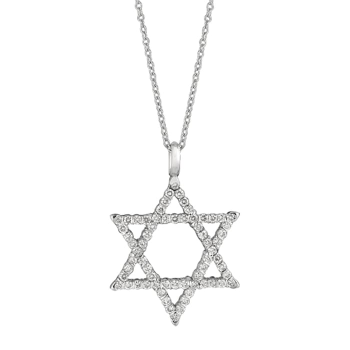 Gemveto 18k White Gold 0.55cttw Star of David Pendant