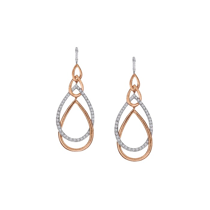 Gumuchian 18k Rose and White Gold 1.25cttw Diamond Peacock Drop Earrings