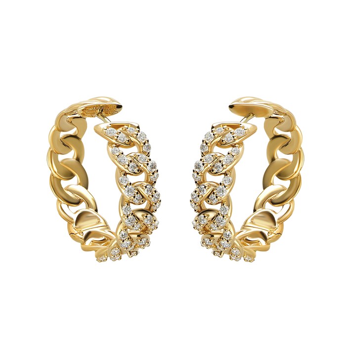 Betteridge 18k Yellow Gold 1.92cttw Diamond Curb Link Hoop Earrings