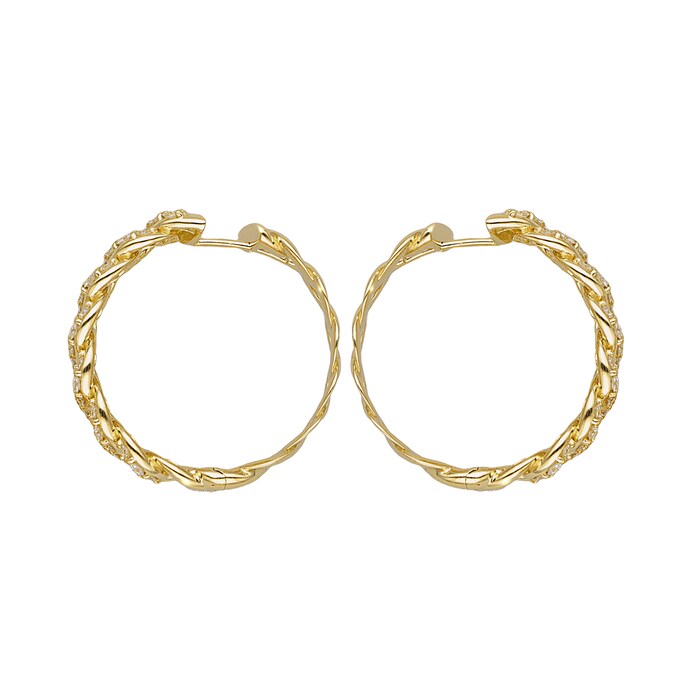 Betteridge 18k Yellow Gold 1.92cttw Diamond Curb Link Hoop Earrings