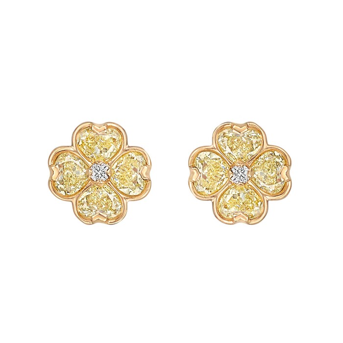 Betteridge 18k Yellow Gold 1.48cttw Diamond Clover Stud Earrings