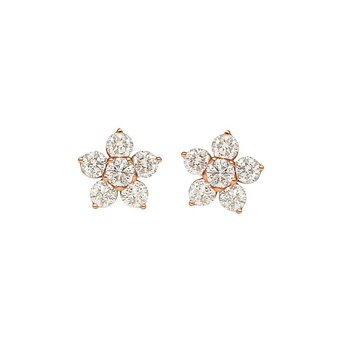 Betteridge 18k Rose Gold 0.80cttw Diamond Small Flower Stud Earrings