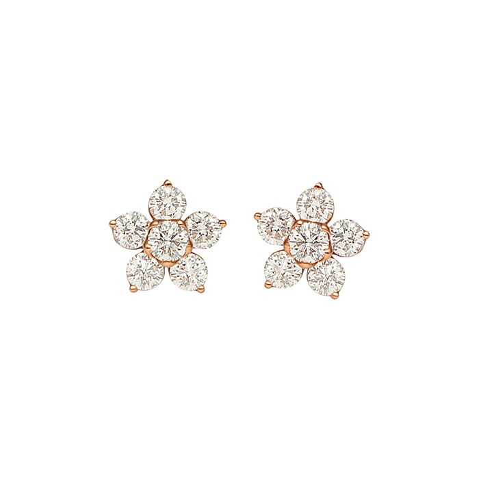 Betteridge 18k Rose Gold 0.80cttw Diamond Small Flower Stud Earrings