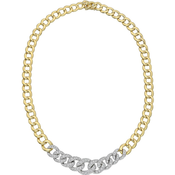 Betteridge 18k Yellow and White Gold 1.79cttw Diamond Graduated Curb Link Necklace