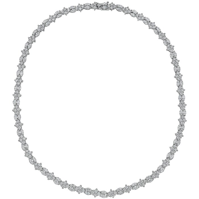 Betteridge 18k White Gold 15.04cttw Mixed Cut Diamond Line Necklace