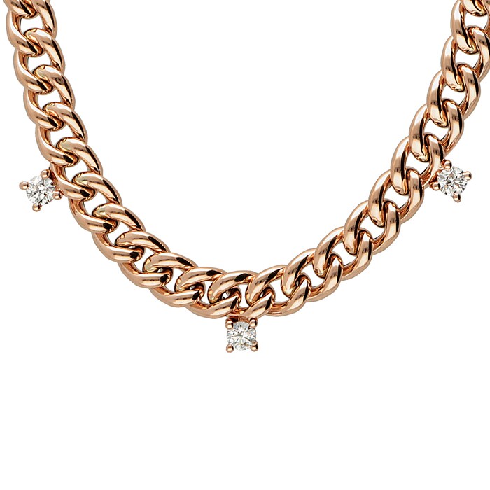 Betteridge 18k Rose Gold 0.80cttw Diamond Drop Curblink Necklace
