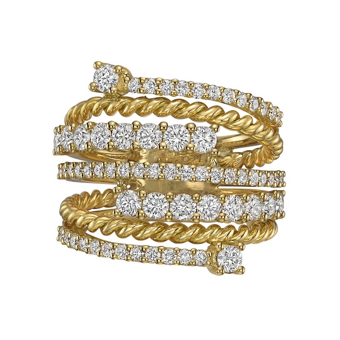 Betteridge 18k Yellow Gold 1.71cttw Diamond 7-Row Crossover Band Size 7