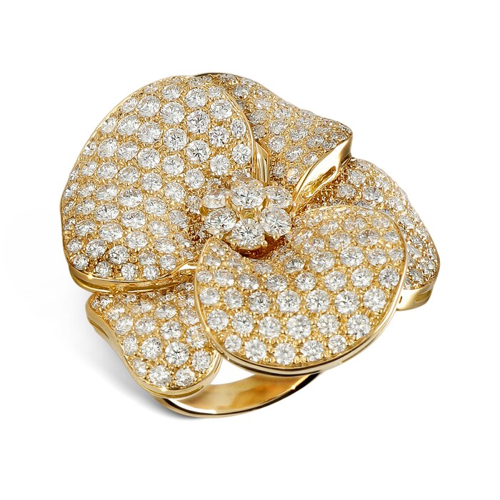 Betteridge 18k Yellow Gold 6.14cttw Pavé Diamond Large Flower Ring Size 6.5