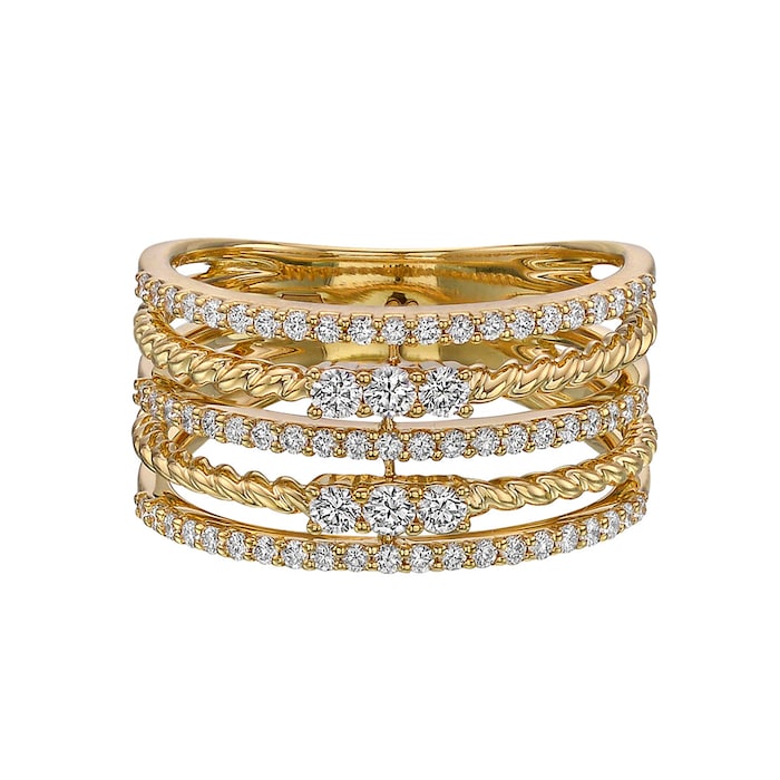Betteridge 18k Yellow Gold 0.56cttw Diamond 5 Row Band Size 6.5