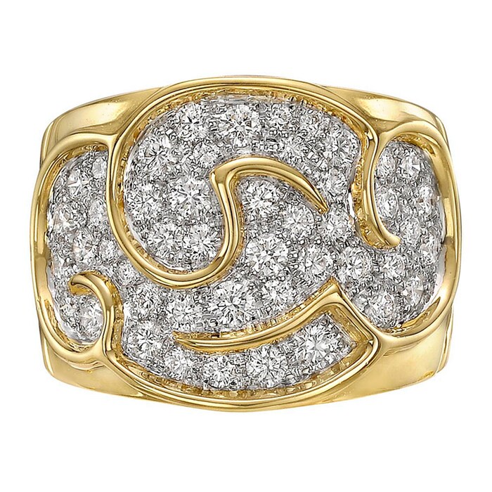 Marina B 18k Yellow Gold 1.22cttw Diamond Onda Ring