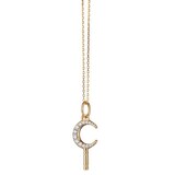 Monica Rich Kosann 18k Yellow Gold 0.20cttw Diamond Mini Dream Moon Key Necklace 16-17"