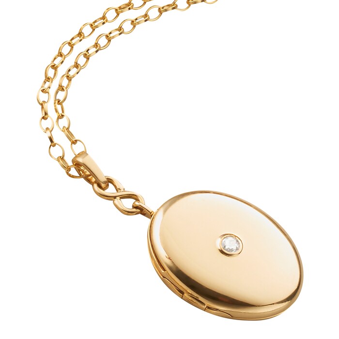 Monica Rich Kosann 18k Yellow Gold Infinity 0.09cttw Diamond Locket Necklace 30"