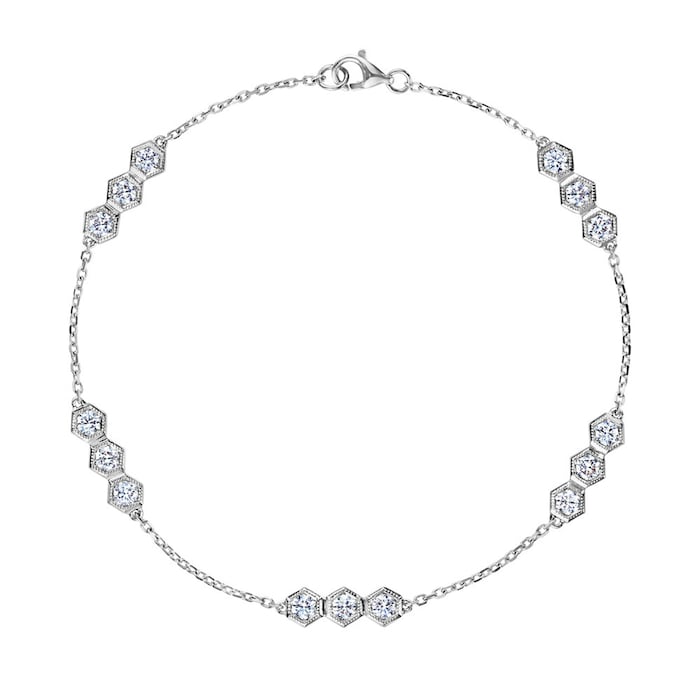 Betteridge 18k White Gold 0.74cttw Diamond Hexagonal Station Bracelet