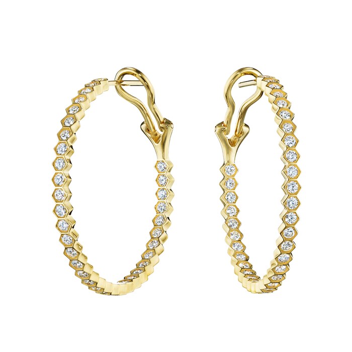 Betteridge 18k Yellow Gold 1.23cttw Diamond Hexagonal Hoop Earrings