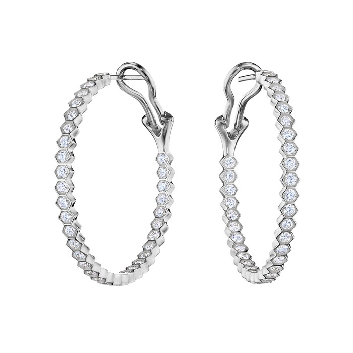 Betteridge 18k White Gold 1.33cttw Diamond Hexagonal Hoop Earrings