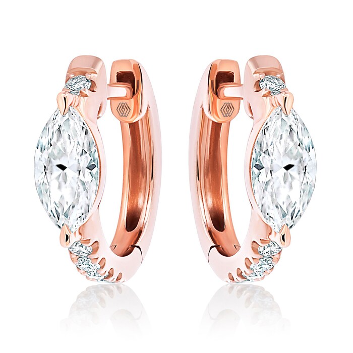 Betteridge 18k Rose Gold 0.71cttw Marquise and Brilliant Cut Diamond Huggie Earrings