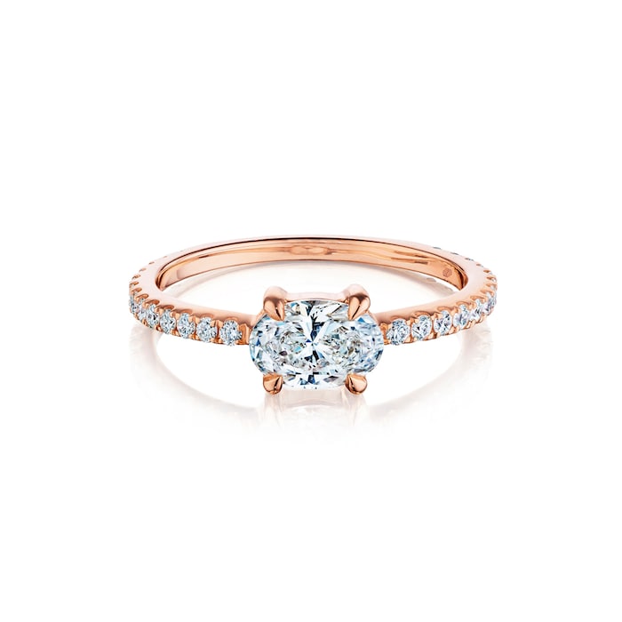 Betteridge 18k Rose Gold 0.84cttw Oval Cut Diamond Solitaire with Diamond Set Shoulder Ring