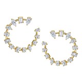 Betteridge 18k Yellow Gold 4.41cttw Mixed Cut Diamond Side Hoop Earrings