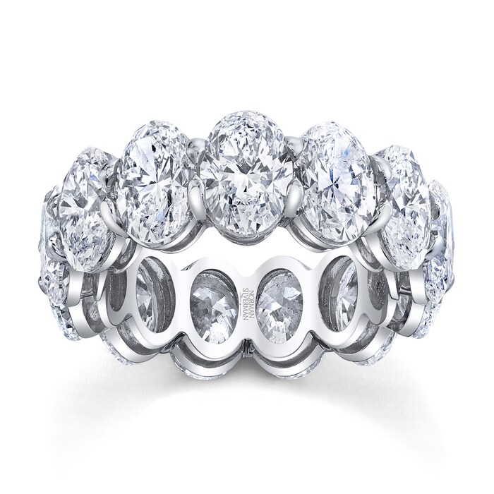 Betteridge Platinum 11.82cttw Oval Cut Diamond Eternity Band Size 6.5