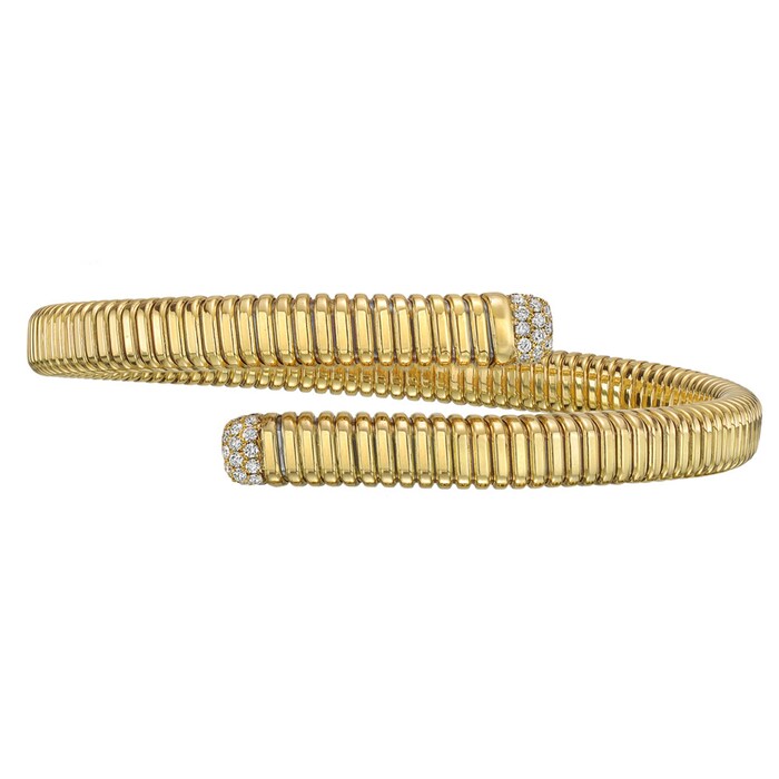 Betteridge 18k Yellow Gold 0.30cttw Diamond Bypass Cuff Bracelet