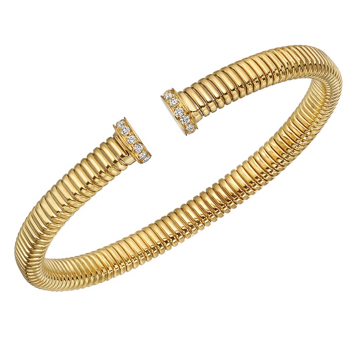 Betteridge 18k Yellow Gold 0.25cttw Diamond Tubogas Cuff Bracelet