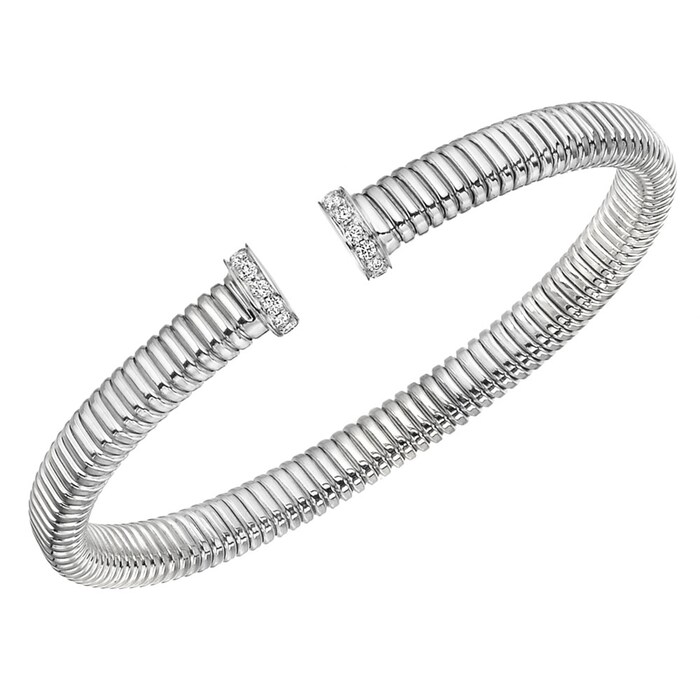 Betteridge 18k White Gold 0.25cttw Diamond Tubogas Cuff Bracelet