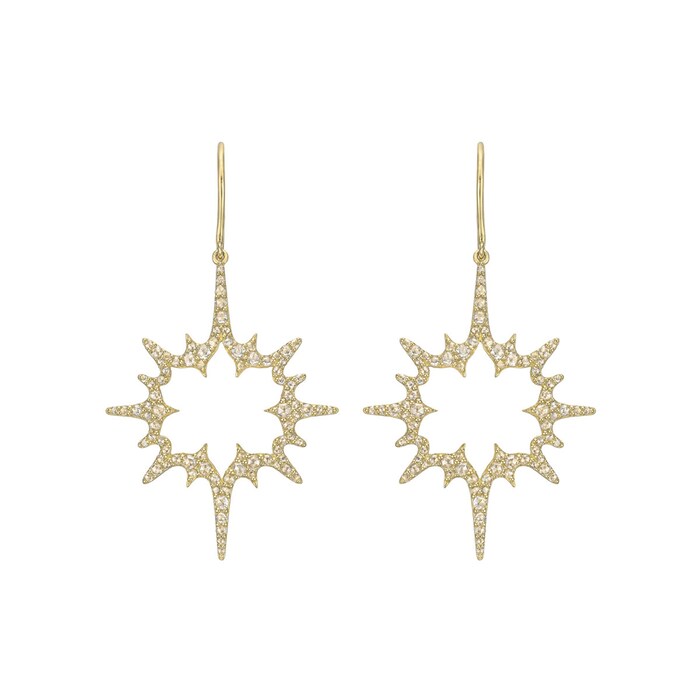Betteridge 18k Yellow Gold 1.61cttw Rose Cut Diamond Starburst Drop Earrings
