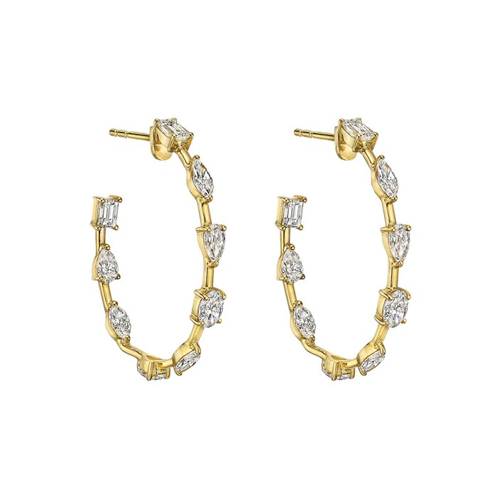 Betteridge 18k Yellow Gold 2.60cttw Mixed Cut Diamond Hoop Earrings