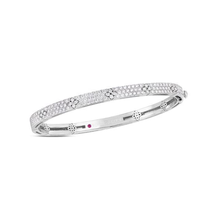 Roberto Coin 18k White Gold 1.70cttw Diamond Navarra Bangle