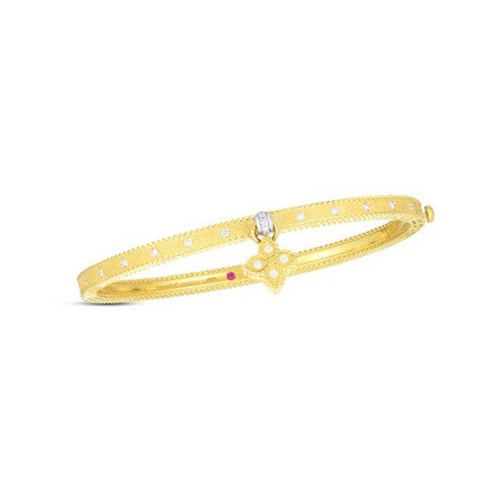 Roberto Coin 18k Yellow Gold 0.28cttw Diamond Princess Flower Bangle