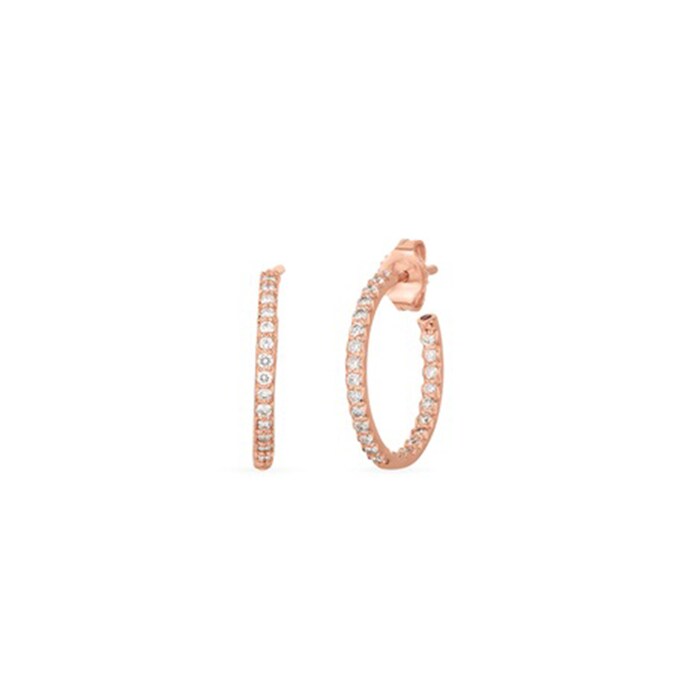 Roberto Coin 18k Rose Gold 1.30cttw Diamond Inside Outside Small Hoop Earrings