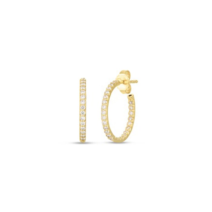 Roberto Coin 18k Yellow Gold 1.30cttw Diamond Inside Outside Small Hoop Earrings