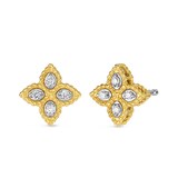 Roberto Coin 18k Yellow Gold 0.07cttw Diamond Princess Flower Stud Earrings