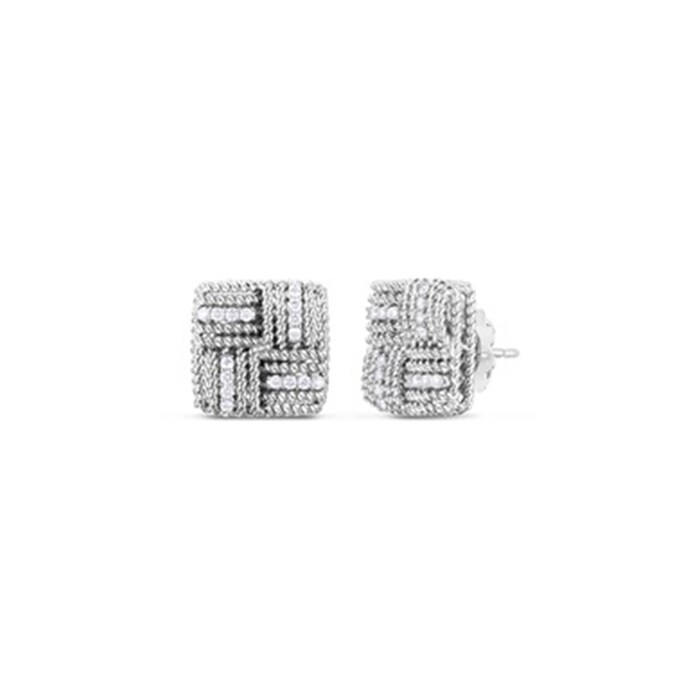 Roberto Coin 18k White Gold 0.30cttw Diamond Woven Opera Stud Earrings