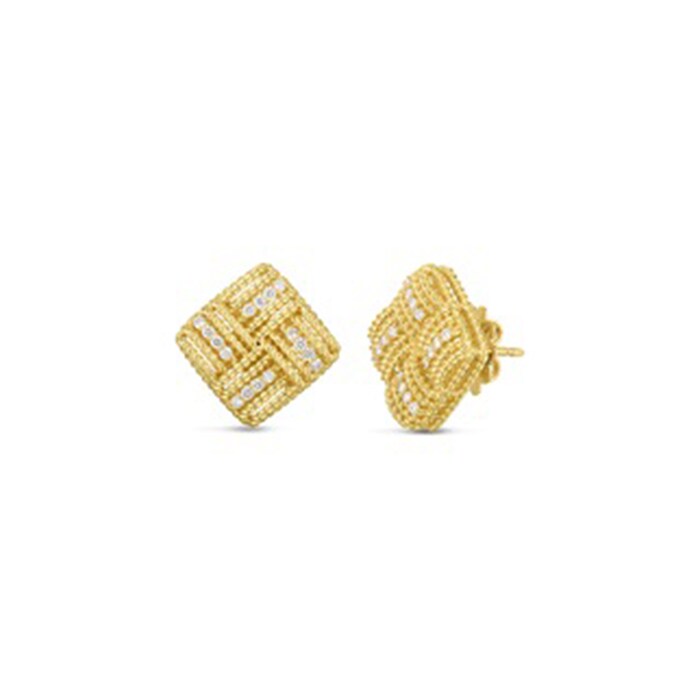 Roberto Coin 18k Yellow Gold 0.30cttw Diamond Woven Opera Stud Earrings