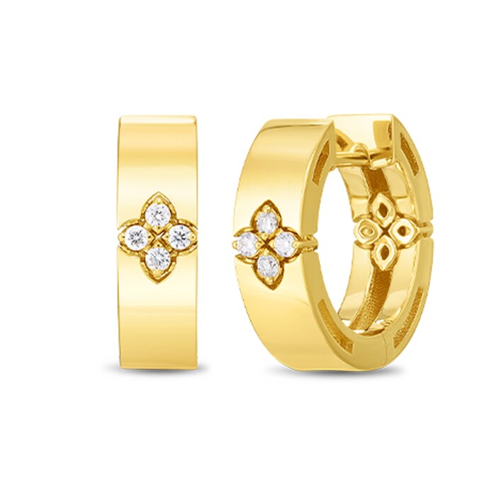 Roberto Coin 18k Yellow Gold 0.05cttw Diamond Love in Verona Hoop Earrings