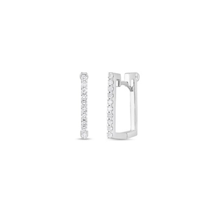 Roberto Coin 18k White Gold 0.19cttw Diamond Square Hoop Earrings