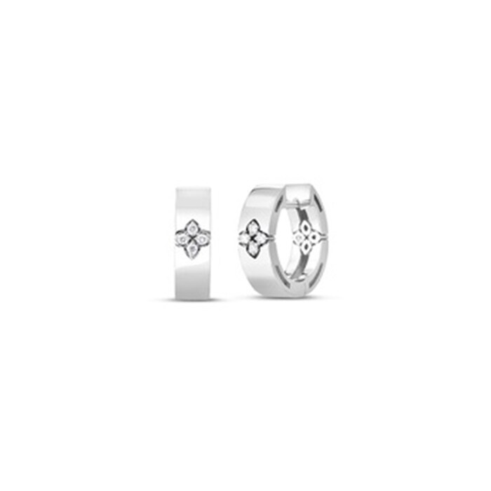 Roberto Coin 18k White Gold 0.05cttw Diamond Love in Verona Hoop Earrings