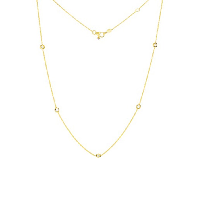 Roberto Coin 18k Yellow Gold 0.23cttw Diamond 5 Stone Station Necklace 16-18"