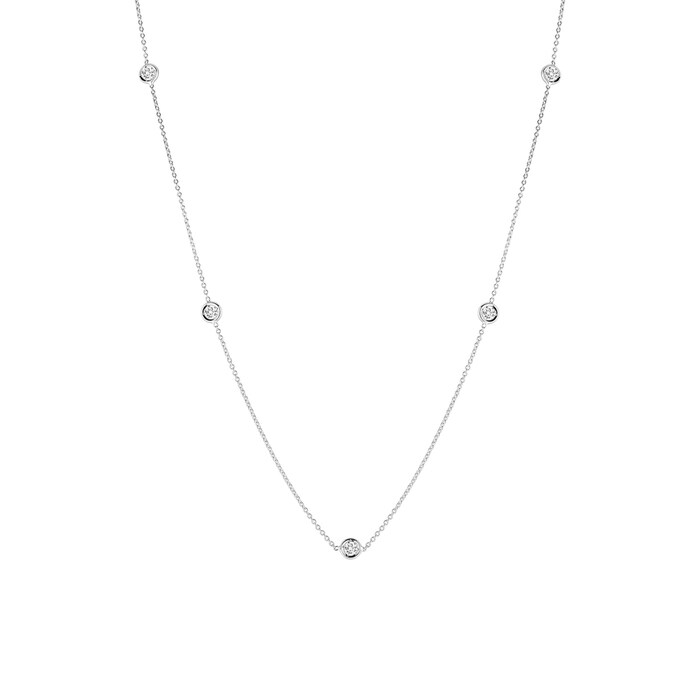 Roberto Coin 18k White Gold 0.23cttw Diamond 5 Stone Station Necklace 16-18"