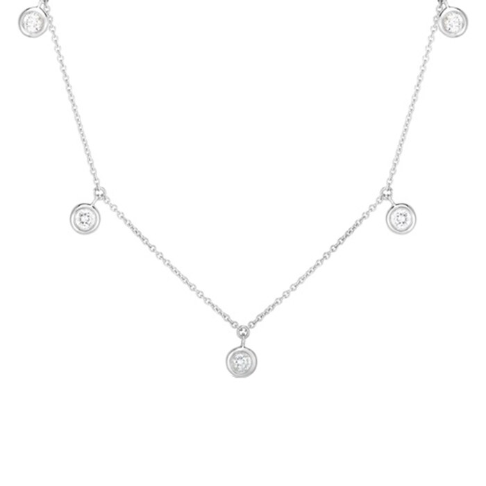 Roberto Coin 18k White Gold 0.23cttw Diamond Drop 5 Stone Station Necklace 16-18"