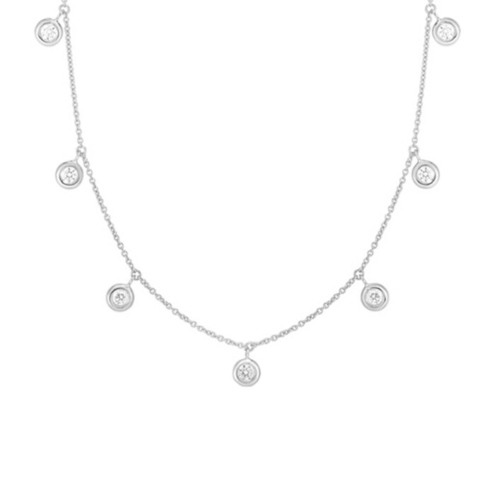 Roberto Coin 18k White Gold 0.33cttw Diamond Drop 7 Stone Station Necklace 16-18"