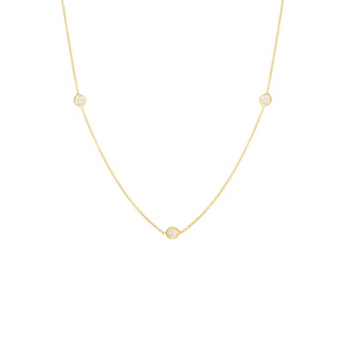 Roberto Coin 18k Yellow Gold 0.15cttw Diamond 3 Stone Station Necklace 18"