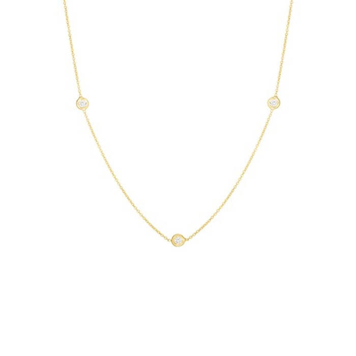 Roberto Coin 18k Yellow Gold 0.15cttw Diamond 3 Stone Station Necklace 18"