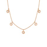 Roberto Coin 18k Rose Gold 0.23cttw Diamond Drop 5 Stone Station Necklace 16-18"