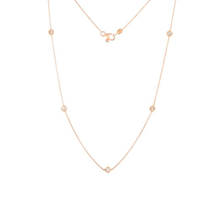 Roberto Coin 18k Rose Gold 0.23cttw Diamond 5 Stone Station Necklace 16-18"