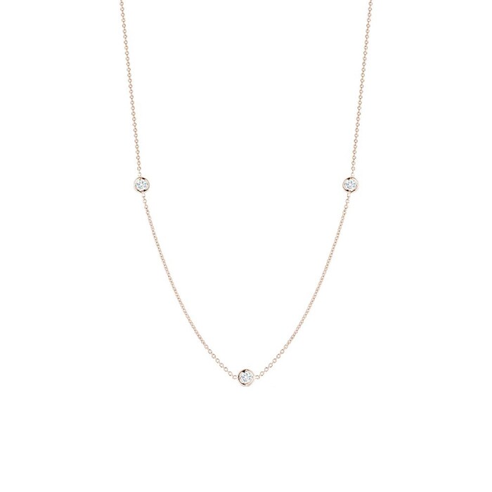 Roberto Coin 18k Rose Gold 0.15cttw Diamond 3 Station Necklace 18"