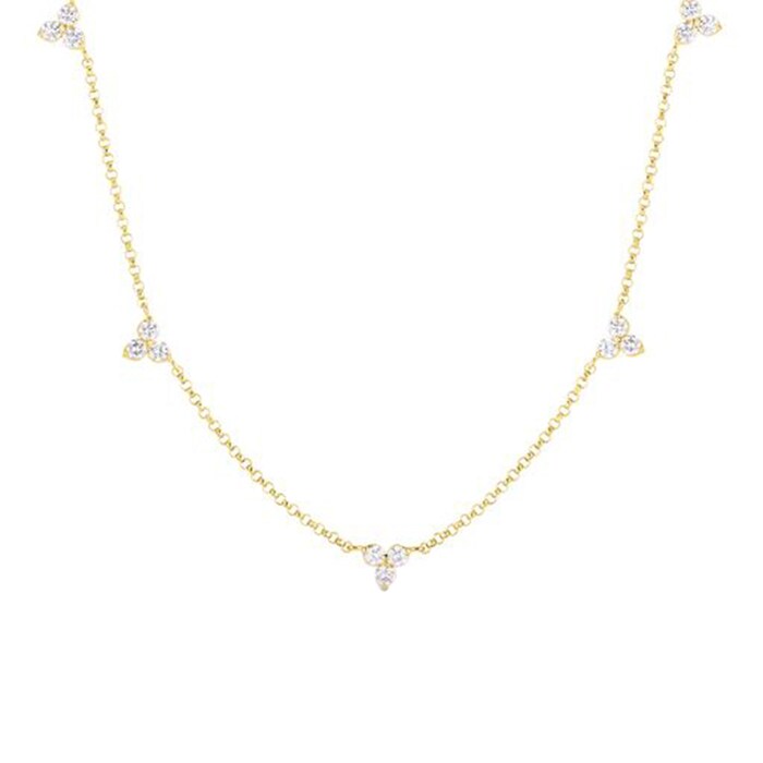 Roberto Coin 18k Yellow Gold 0.65cttw Diamond Flower 6 Station Necklace