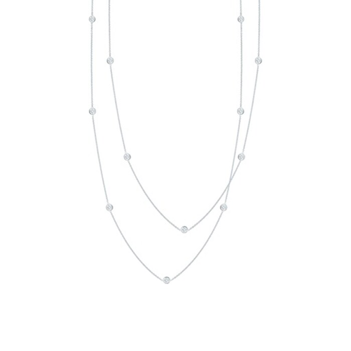 Roberto Coin 18k White Gold 0.75cttw Diamond 15 Station Necklace 36"