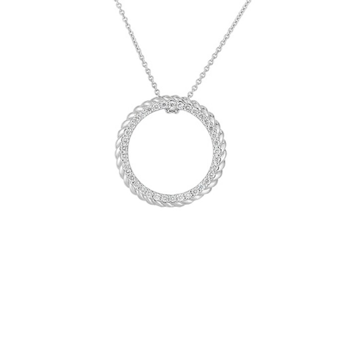 Roberto Coin 18k White Gold 0.26cttw Diamond Small Circle Pendant 18"